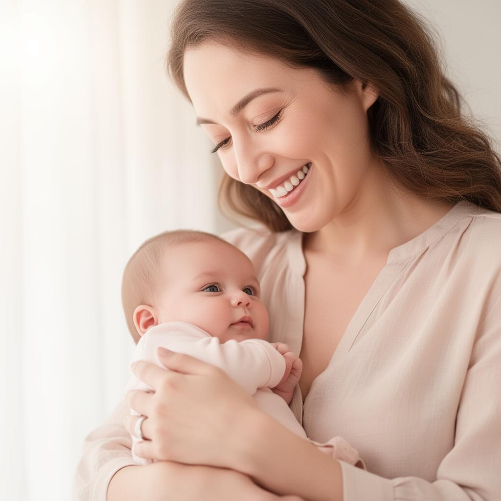 Madre sonriente con su bebé